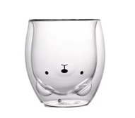 TAZA VASO DE VIDRIO DOBLE PARED DISEÑO OSITO 250ML CAFE (JTBAZQH012)