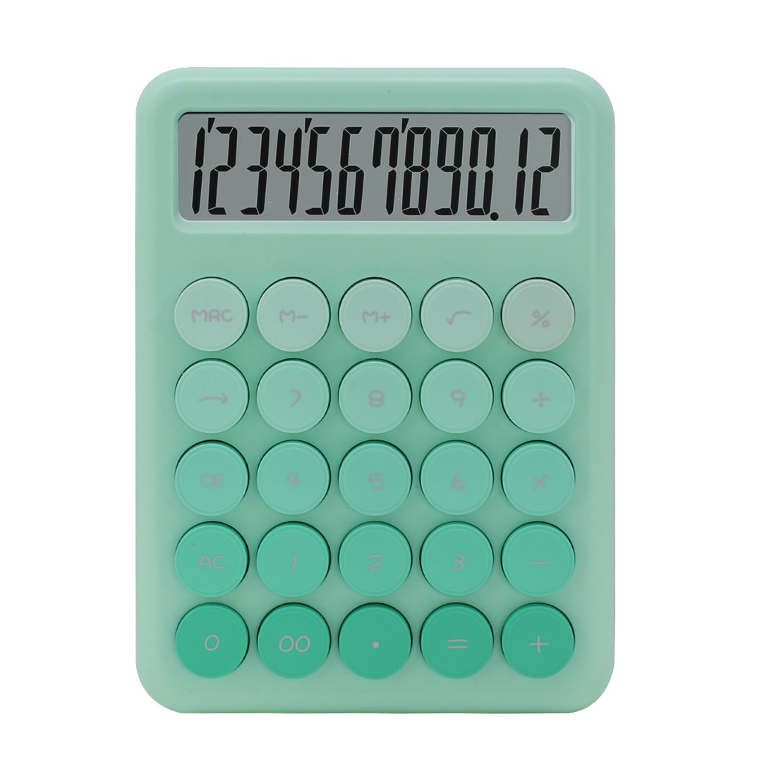 CALCULADORA ESCRITORIO 12DIG BOTONES REDONDOS VERDE (JTCALC029VER)