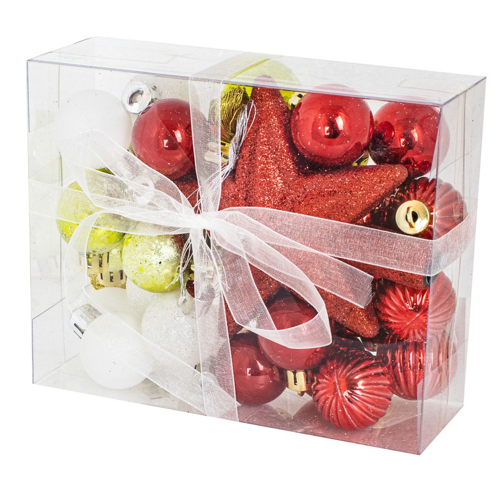 ADORNO NAVIDAD CHIRIMBOLO ROJO DORADO 3CM 30 PIEZAS (JTFIEST103)
