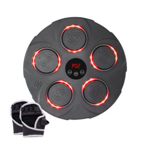 MAQUINA DE BOXEO CON GUANTES LUZ Y SONIDO 5 GOLPES BLUETOOTH NEGRO (JTFITN102)