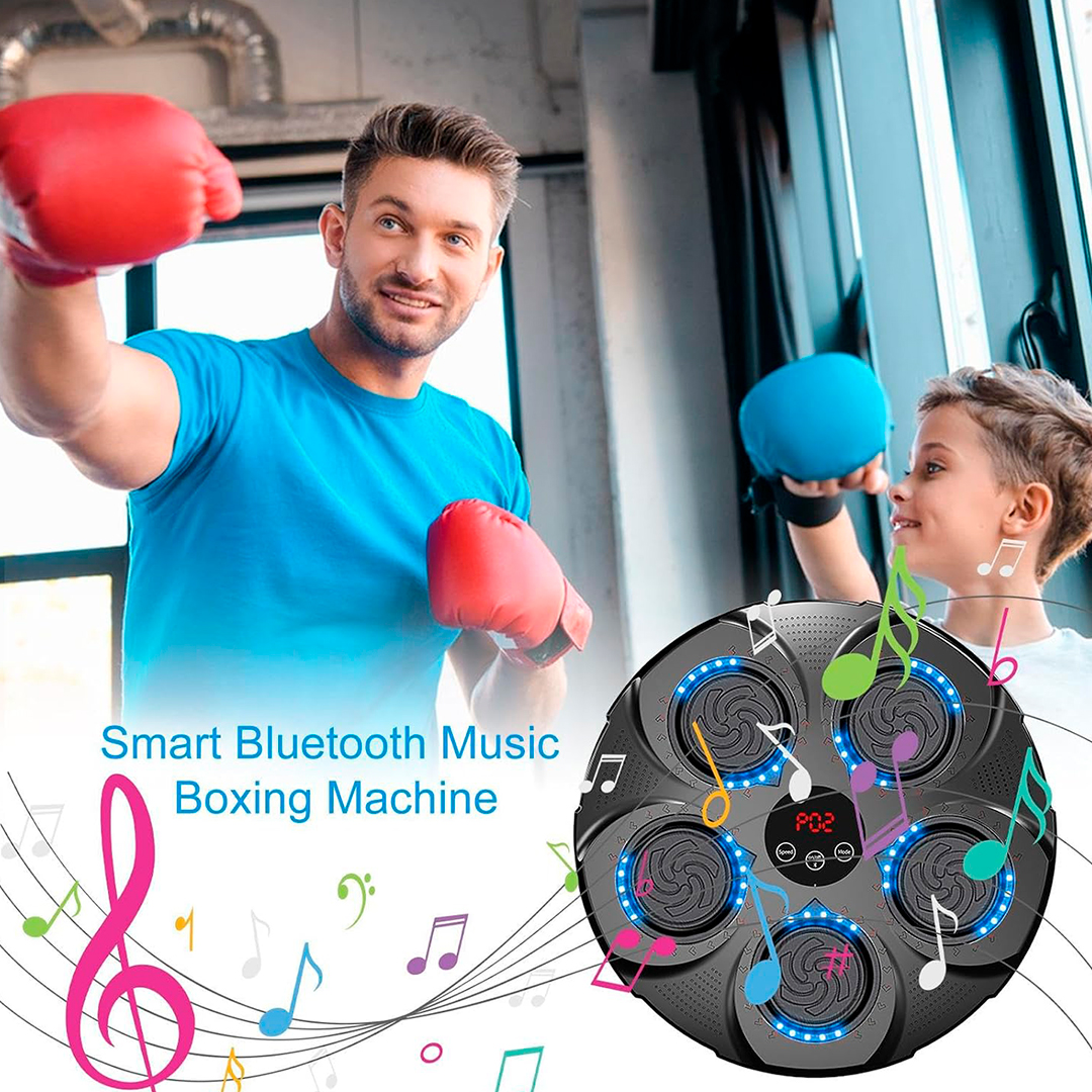 MAQUINA DE BOXEO CON GUANTES LUZ Y SONIDO 5 GOLPES BLUETOOTH NEGRO (JTFITN102) - Image 3