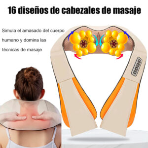 MASAJEADOR CUELLO Y ESPALDA  AJUSTABLE 12V 220V BEIGE (JTHOG1053)