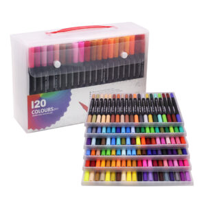 SET DE MARCADORES DOBLE PUNTA X120 CON VALIJA ORGANIZADORA (JTHOG1092)