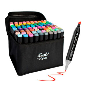 MARCADORES DE DOBLE PUNTA X100 COLORES CON BOLSO (JTHOG1126)
