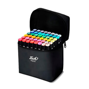 SET MARCADORES DE DOBLE PUNTA X48 COLORES CON ESTUCHE (JTJUG311)