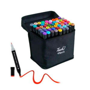 SET MARCADORES DE DOBLE PUNTA X48 COLORES CON ESTUCHE (JTJUG311)