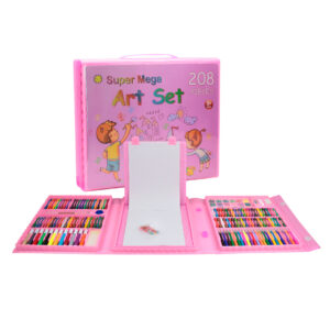 SET KIT DE ARTE 208 PIEZAS MALETA INFANTIL CON ATRIL ROSADO (JTJUG314ROS)