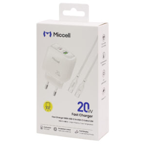 CARGADOR PARED MICCELL T12 20W + CABLE TIPO C (JTMICC128)