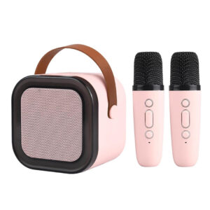 PARLANTE PORTATIL CON 2X MICROFONO LUZ DE COLORES ROSADO (JTPAR996ROS)