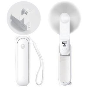 MINI VENTILADOR PORTATIL DE MANO CON LINTERNA BLANCO (JTVENT034)