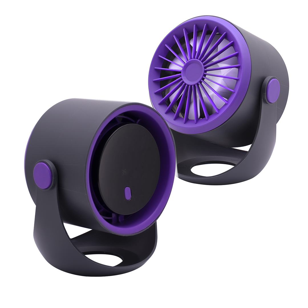 VENTILADOR DE ESCRITORIO RECARGABLE USB 360° NEGRO Y VIOLETA (JTVENT038VIO)