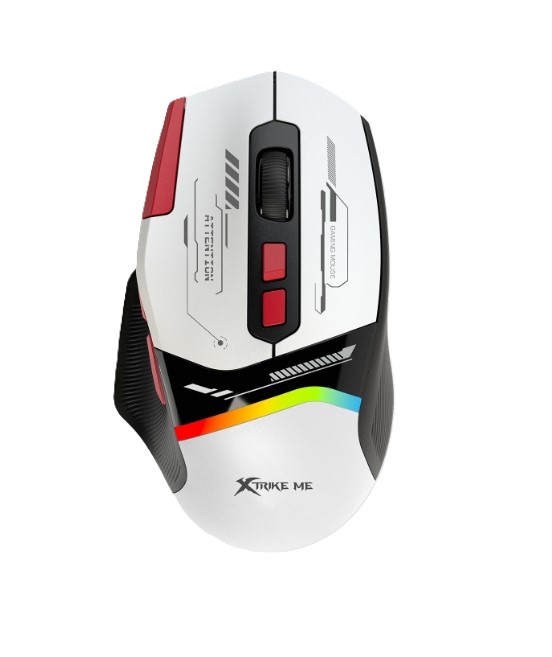 MOUSE GAMER XTRIKE ME GM-323 RGB 12800 DPI BLANCO (JTXTRIKE150)