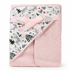 TOALLON CON CAPUCHA PARA BEBE 100% ALGODON SUAVE ROSADO (JTBABYPQ9209)