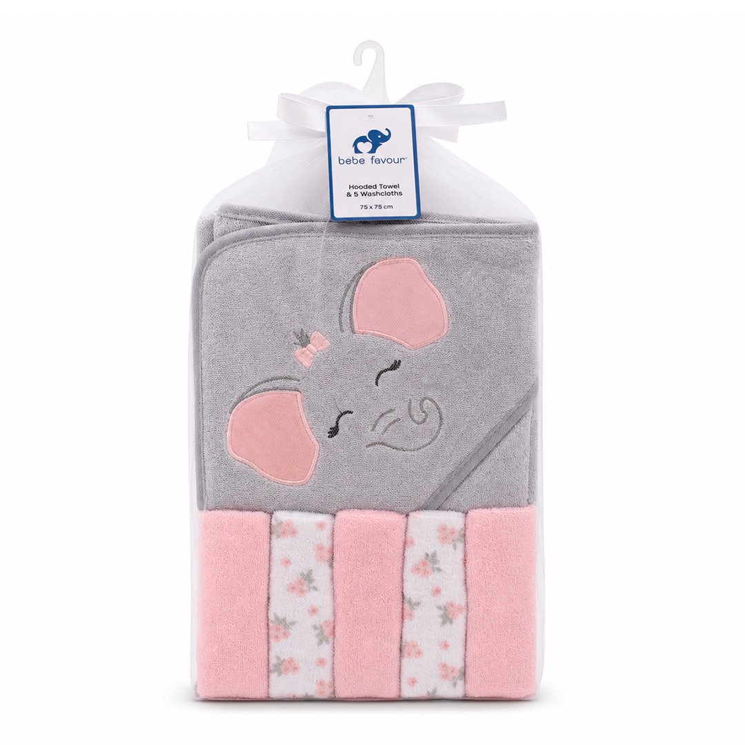 SET TOALLA CON CAPUCHA + BABITAS X5 (JTBABYQA2019)