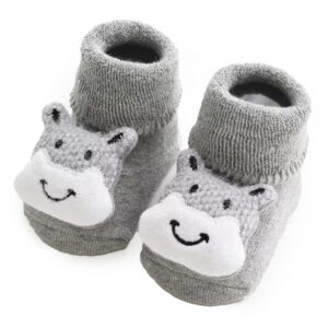 MEDIAS DE ALGODON TIPO BOTIN DISEÑO HIPOPOTAMO GRIS (JTBABYQA2024)