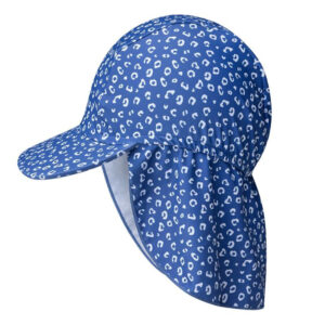 GORRO BEBE CON FILTRO SOLAR UV PROTECCION CUELLO Y NUCA LEOPARDO AZUL 1-2 (JTBABYSWIM020)