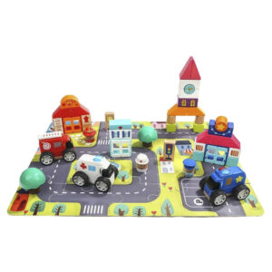 CIUDAD CON BLOQUES Y AUTITOS DE ENCASTRE (JTBABYTB6025)