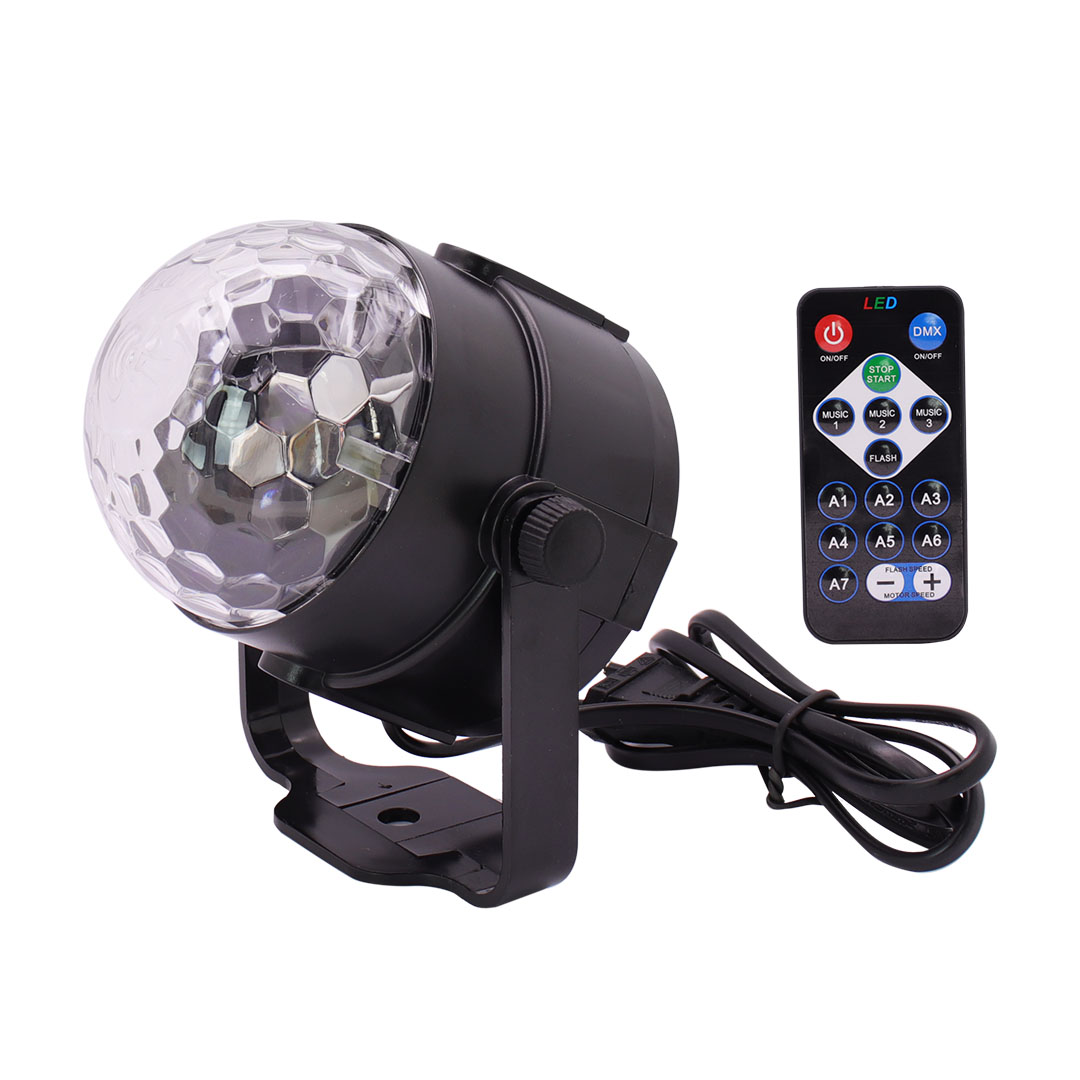 MEDIA BOLA LUZ LED UV A CONTROL REMOTO 220V NEGRO (JTFIEST133)