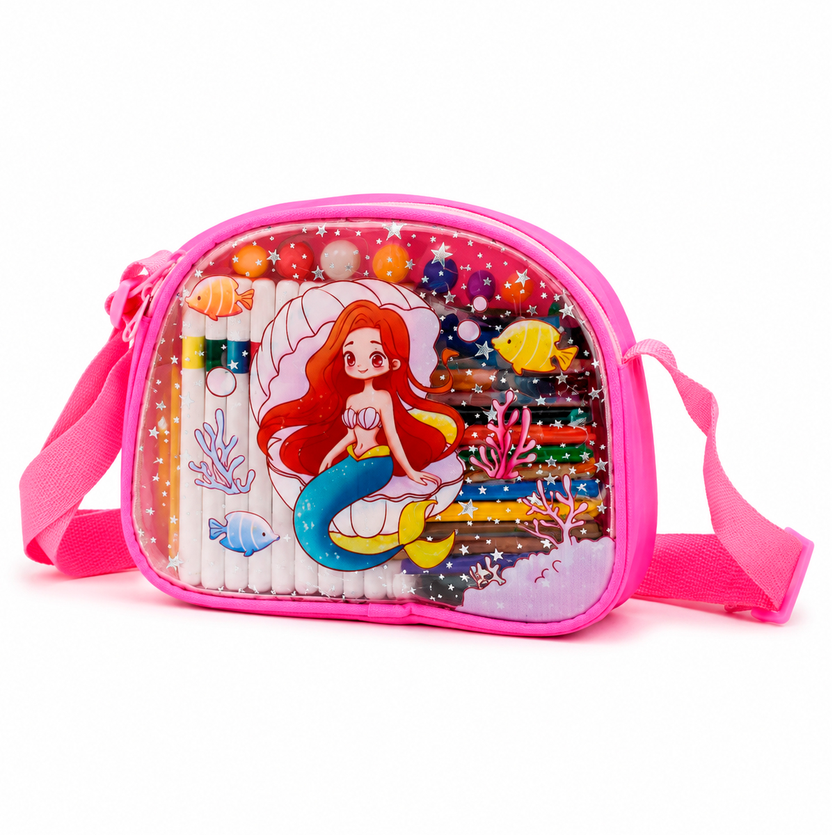 SET DE ARTE INFANTIL CON BOLSO KIT DE PINTURA Y DIBUJO SIRENA ROSADO (JTJUG1026SIR)