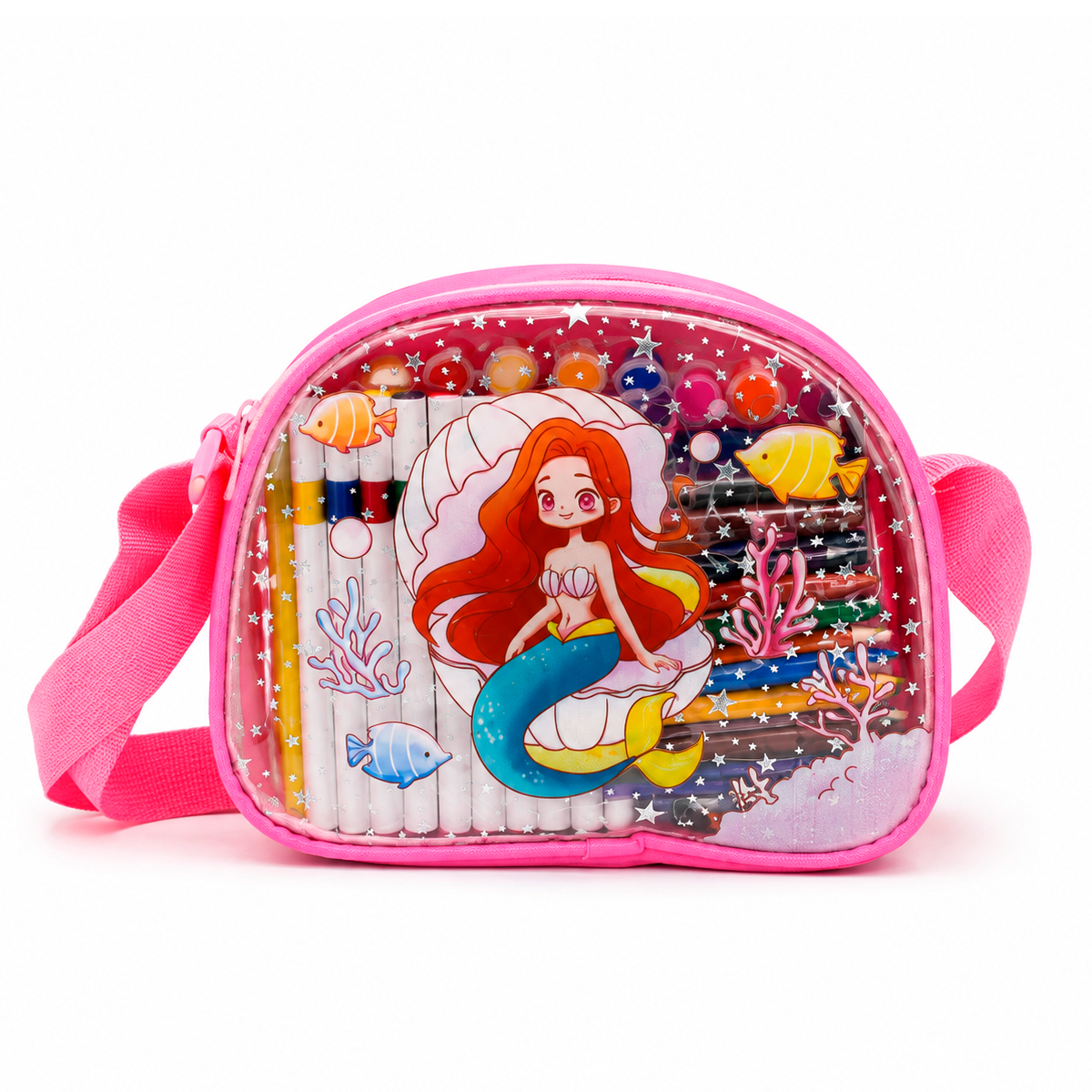 SET DE ARTE INFANTIL CON BOLSO KIT DE PINTURA Y DIBUJO SIRENA ROSADO (JTJUG1026SIR) - Image 3