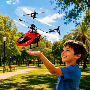 HELICOPTERO A CONTROL REMOTO LUZ LED RECARGABLE ROJO (JTJUG1033ROJ)