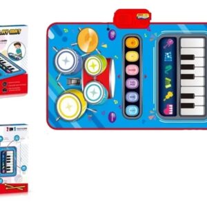 ALFOMBA MANTA MUSICAL BATERIA Y PIANO 2 EN 1 CON BAQUETAS AZUL (JTJUG1037AZU)