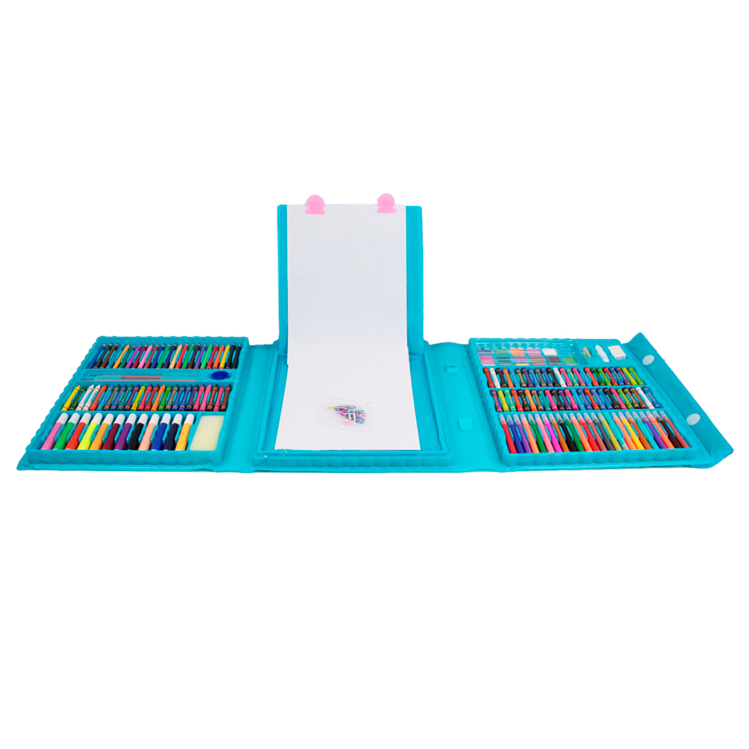 SET KIT DE ARTE 208 PIEZAS VALIJA INFANTIL CON ATRIL AZUL (JTJUG314AZU)
