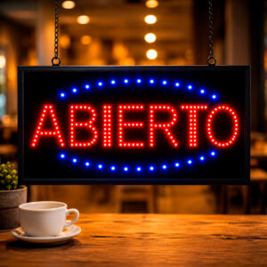 CARTEL ILUMINACION LED ABIERTO 220V NEGRO (JTLED001)
