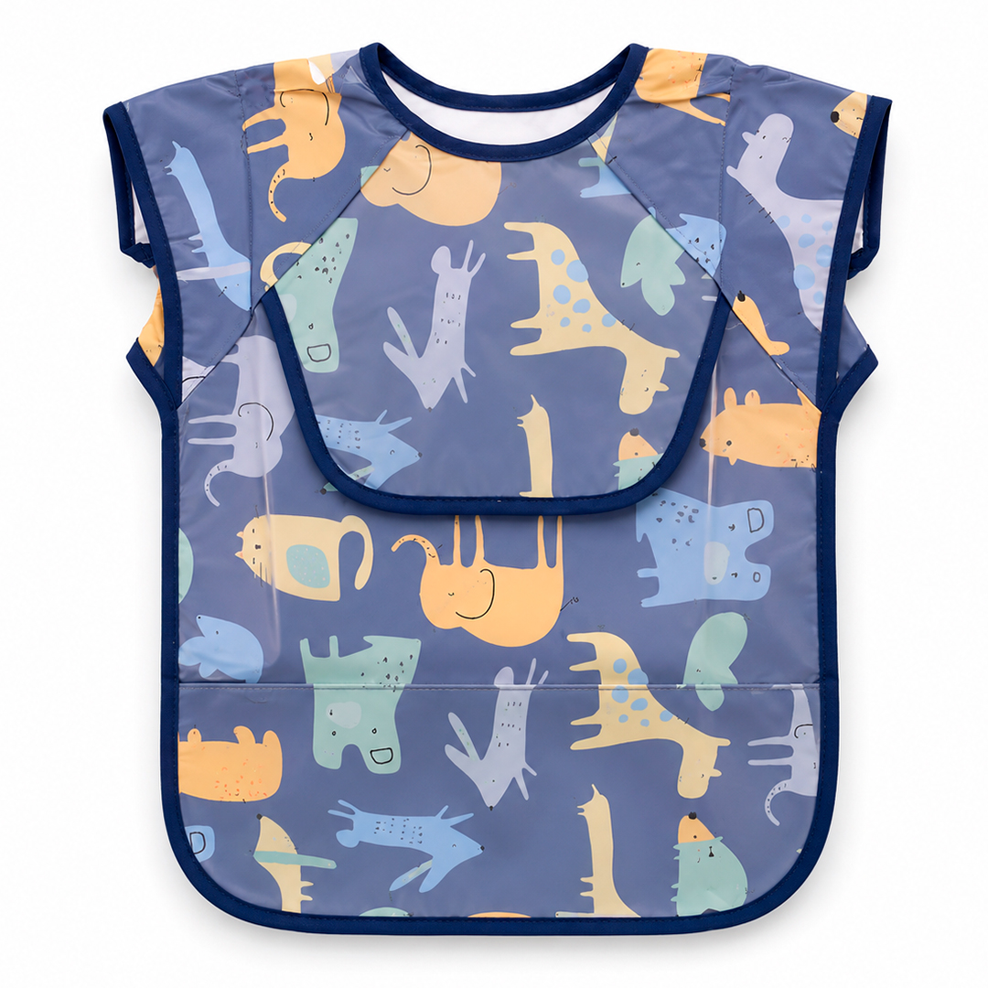 BABERO TIPO POLERA IMPERMEABLE DISEÑO SAFARI AZUL (JTBABYPQ9218)