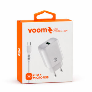 CARGADOR DE PARED GOLDTECH USB 2.1A CON CABLE MICRO USB BLANCO (JTCARG504)