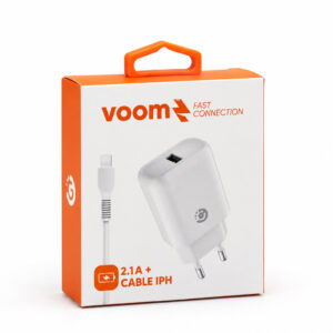 CARGADOR DE PARED GOLDTECH USB 2.1A CON CABLE LIGHTNING BLANCO (JTCARG505)