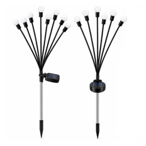 PACK X2 ESTACA PINCHO DE JARDIN SOLAR LUCES CALIDAS LUCIERNAGA (JTFIEST122)