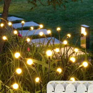 PACK X2 ESTACA PINCHO DE JARDIN SOLAR LUCES CALIDAS LUCIERNAGA (JTFIEST122)