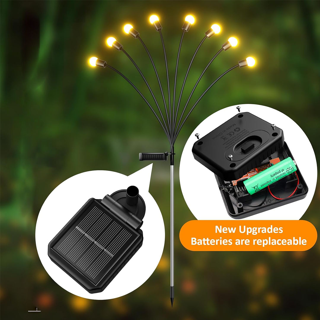 PACK X2 ESTACA PINCHO DE JARDIN SOLAR LUCES CALIDAS LUCIERNAGA (JTFIEST122) - Image 3