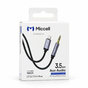 CABLE AUXILIAR DE AUDIO MICCELL AUX002 LIGHTNING A 3.5MM 1M GRIS (JTMICC096)