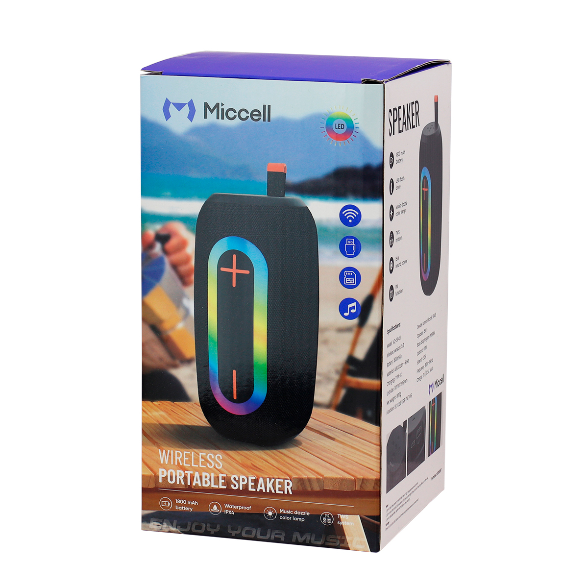 PARLANTE MICCELL PORTATIL BT FM USB RGB SP49 NEGRO (JTMICC127) - Image 4