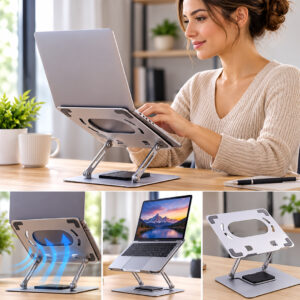 SOPORTE REGULABLE PARA NOTEBOOK 26X21CM 360° (JTACCPC231)
