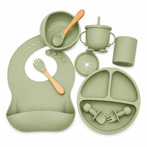 SET DE ALIMENTACION PARA BEBE SILICONA VERDE (JTBABY124VER)
