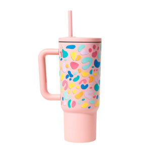 VASO TERMICO C/TAPA AGARRE DISEÑO ROSADO (JTBAZ376ROS)