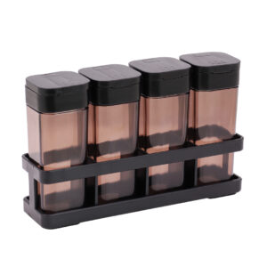 SET 4 CONDIMENTEROS CON SOPORTE NEGRO (JTBAZ406)