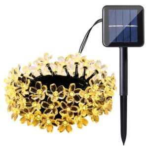 GUIRNALDA SOLAR 100 LUCES LED CALIDAS FORMA DE FLOR (JTFIEST138)