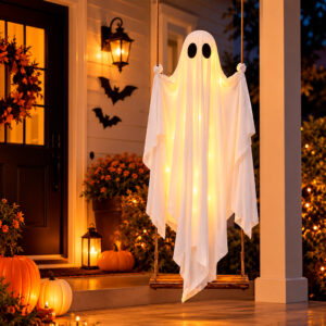 FANTASMA HALLOWEEN COLGANTE EN HAMACA LUZ LED CON CONTROL REMOTO (JTFIEST150)