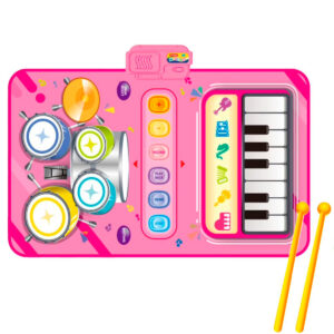 ALFOMBA MANTA MUSICAL BATERIA Y PIANO 2 EN 1 CON BAQUETAS ROSADO (JTJUG1037ROS)