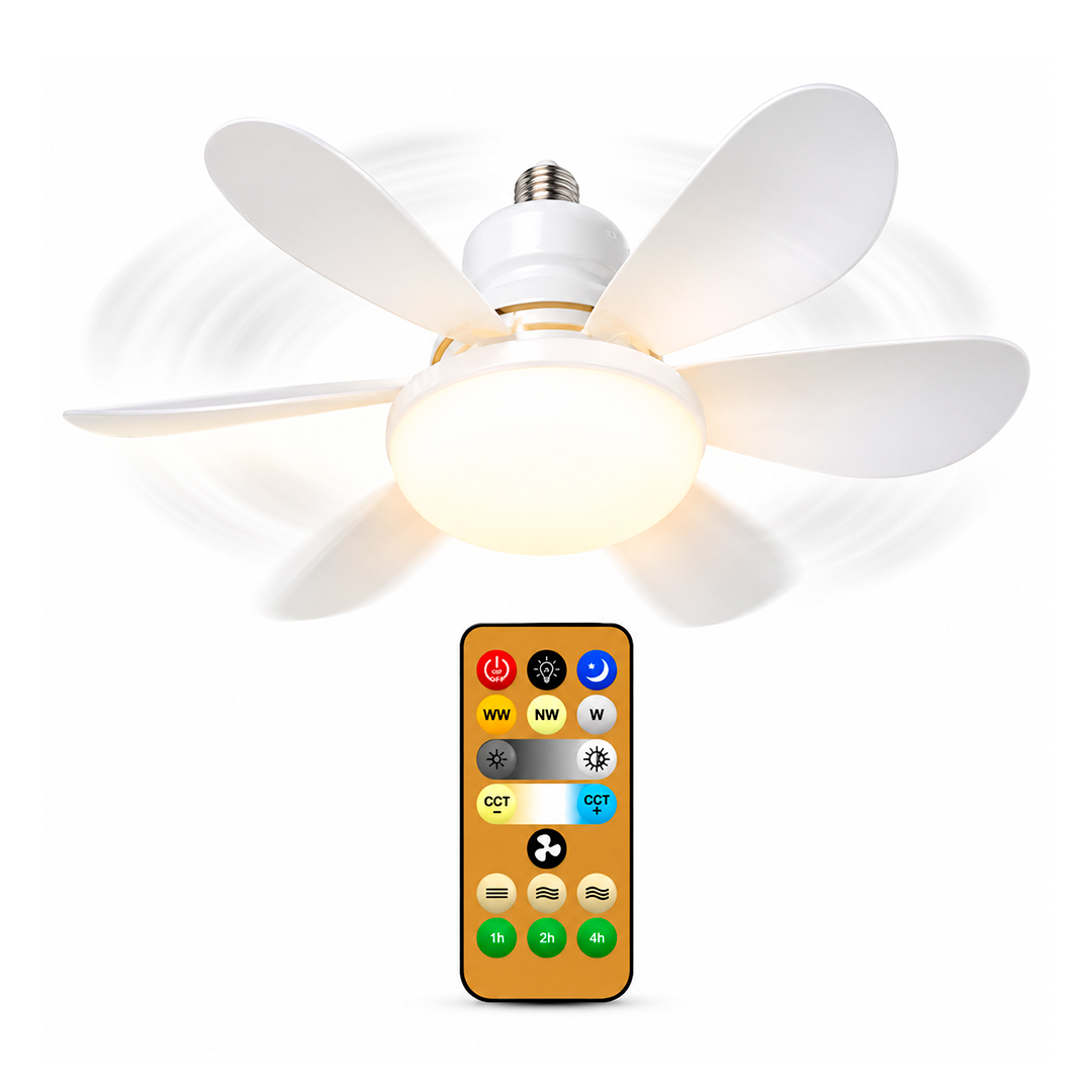 LAMPARA VENTILADOR DE TECHO E27 CON CONTROL REMOTO LED 30W (JTVENT032)
