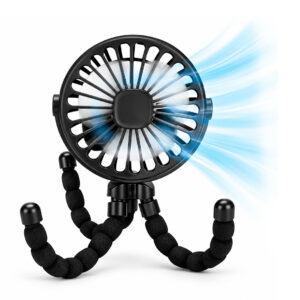 VENTILADOR PORTATIL RECARGABLE CON TRIPODE FLEXIBLE PULPO NEGRO (JTVENT033NEG)