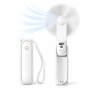 MINI VENTILADOR PORTATIL DE MANO CON LINTERNA BLANCO (JTVENT034)