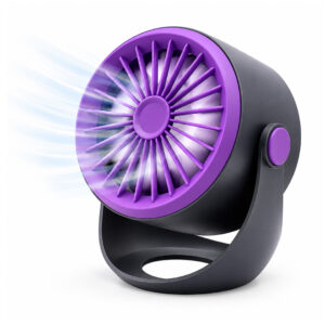 VENTILADOR DE ESCRITORIO RECARGABLE USB 360° NEGRO Y VIOLETA (JTVENT038VIO)