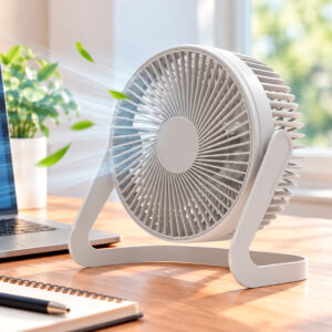 VENTILADOR DE ESCRITORIO USB CON INCLINACION REGULABLE 360° BLANCO (JTVENT040BLA)